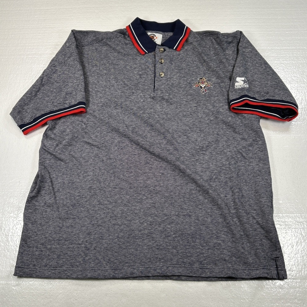 Vintage Florida Panthers Starter Polo Shirt Men's XL Purple Bird's Eye NHL